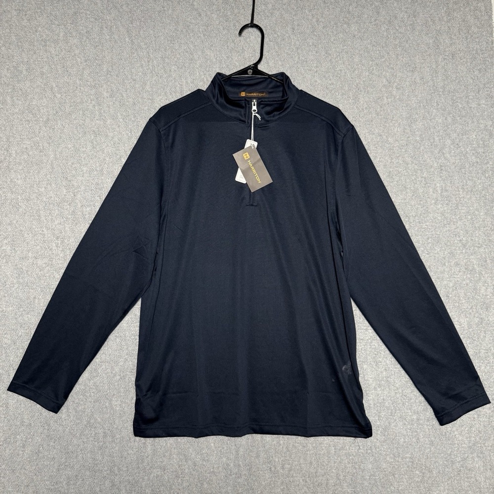 Harriton Quarter-Zip Men's Size Large Dark Blue ClimaBloc Lightweight NWT